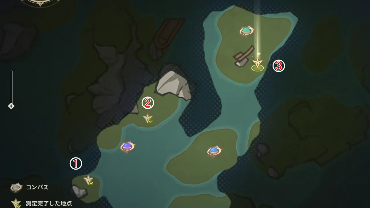 原神　期間限定イベント　測量＆スケッチ研修　ステージ2　偵察せよ！入り組んだ海岸　答え