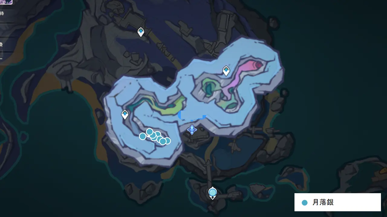 原神　特産品　ナド・クライ　月落銀（ラウマ・ネフェル突破特産品）　霜月の里　西の地下