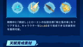 原神　ローエン　育成素材