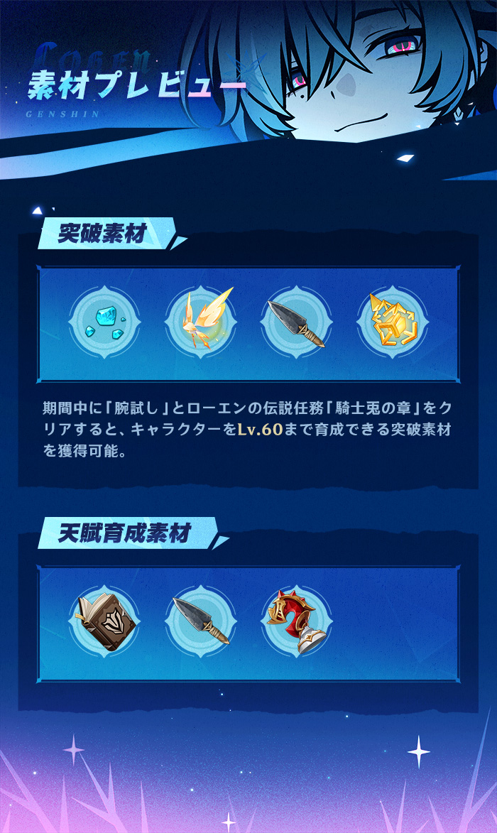 原神　ローエン　育成素材
